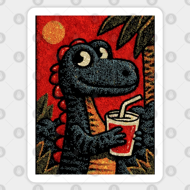 Tropical T-Rex | The Prehistoric Vacationer Sticker by TuncGK